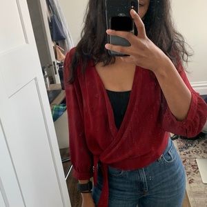 Red Wrap Blouse